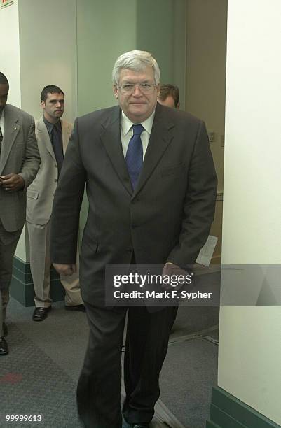 House Speaker, Dennis Hastert , navigates through the U.S. Capitol on his way to a Homeland Security press conference with Homeland Security Czar,...