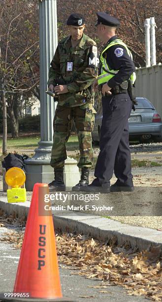 Teams of U.S. Capitol Police and National Guard troops patroled the perimeter of the enitre Capitol Hill area since November 16.