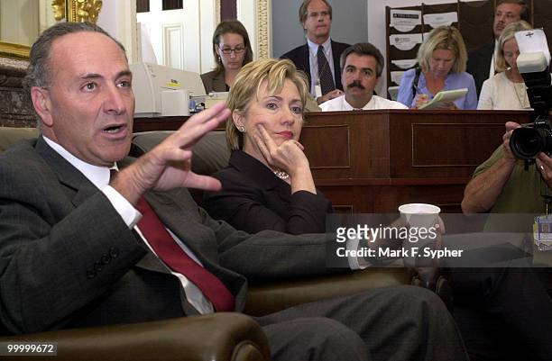 Senators Charles E. Schumer and Hillary Rodham Clinton held a press conference in S-316 shortly before leaving for the accident scene in NY.