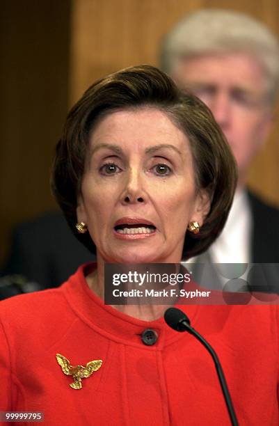 Rep. Nancy Pelosi speaks at a news conference on the GOP budget and Social Security in the House Radio and TV Gallery on Tuesday.