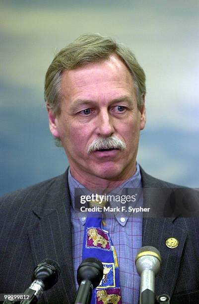 Rep. Vic Snyder speaks Wednesday during a press conference in the Rayburn on a hypothetical catastrophe that could disable Congress, and ways for...