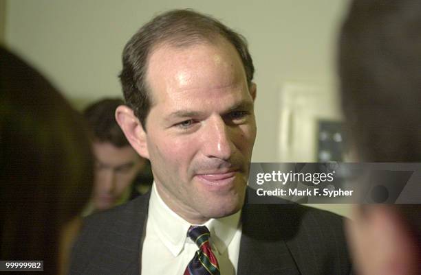 Eliot Spitzer, Attorney General NY, addresses media in the Longworth Building on Thursday, after testifying. Spitzer feels that charitable...