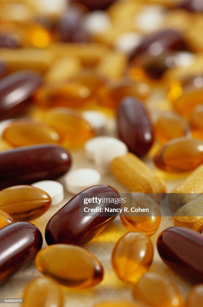 Close-up of Vitamin Pills