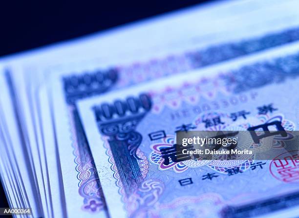 close-up of yen - ten thousand yen note stock pictures, royalty-free photos & images