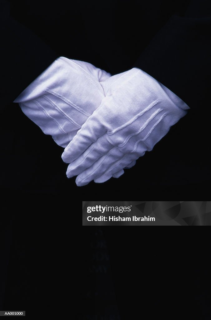 Clasped Gloved Hands of an Honor Guard