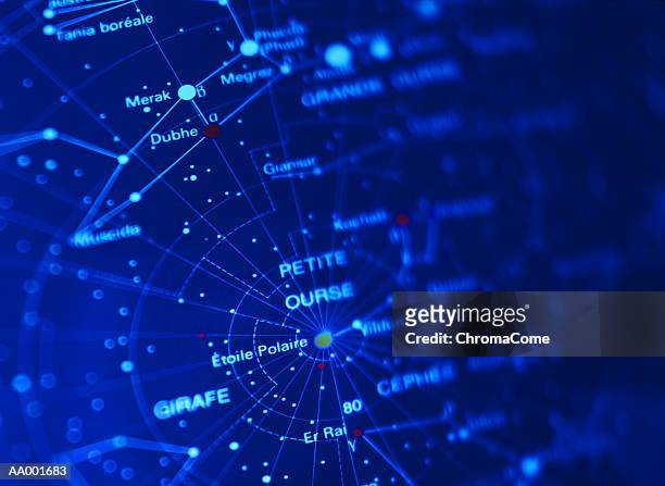 close-up of a constellation map - constellation map stockfoto's en -beelden