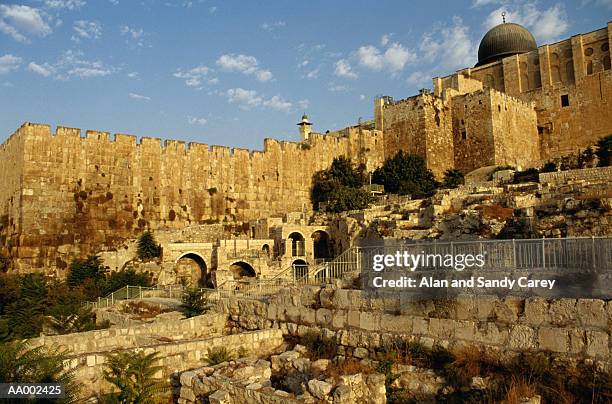 israel, jerusalem, temple mound and dome of the rock in background - dome of the rock stock-fotos und bilder