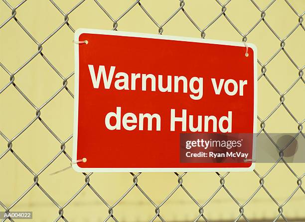 german beware of dog sign - beware of dog stock-fotos und bilder