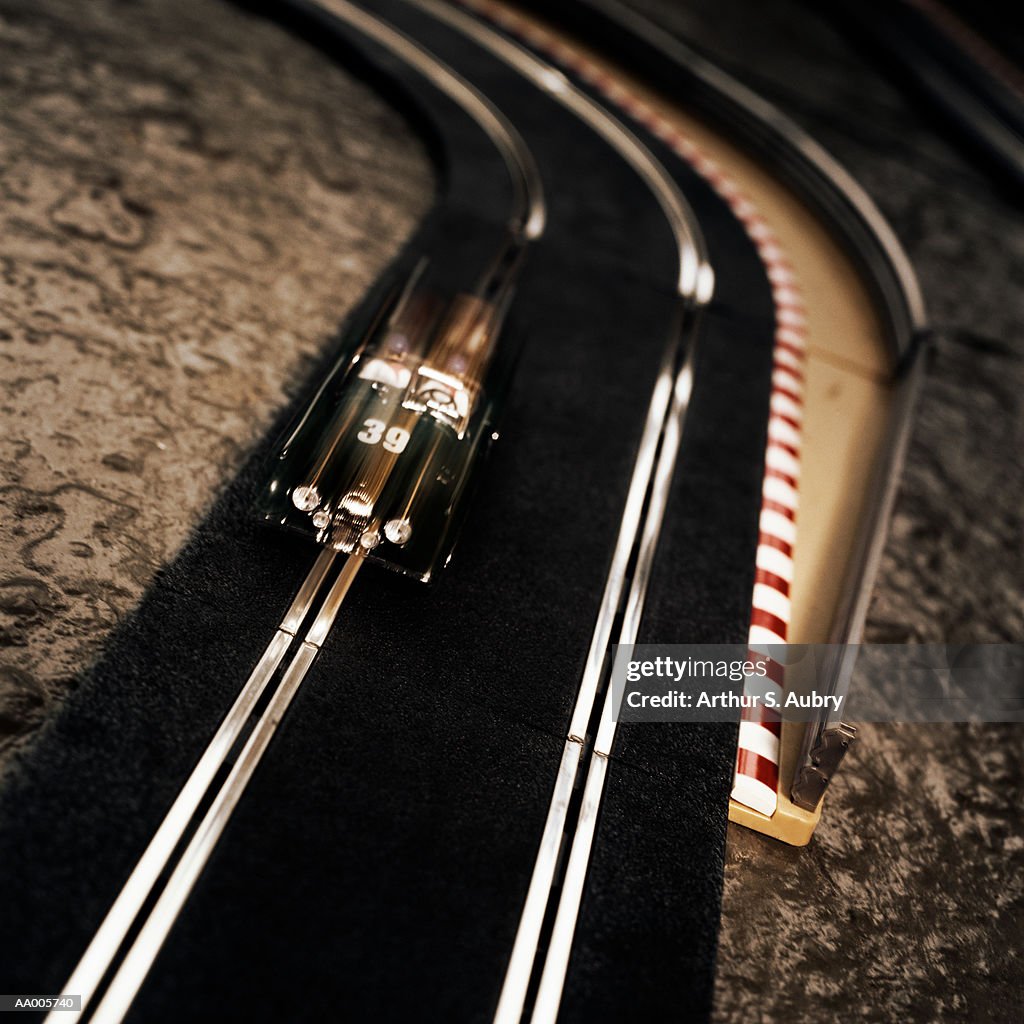 Toy Race Car on a Race Track