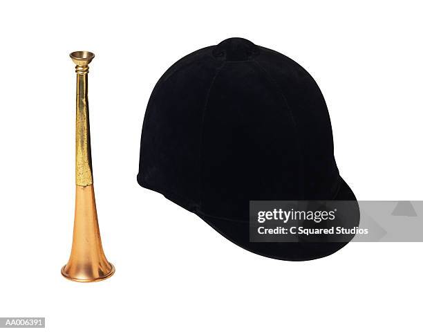 riding cap and horn - hunting horn stock pictures, royalty-free photos & images