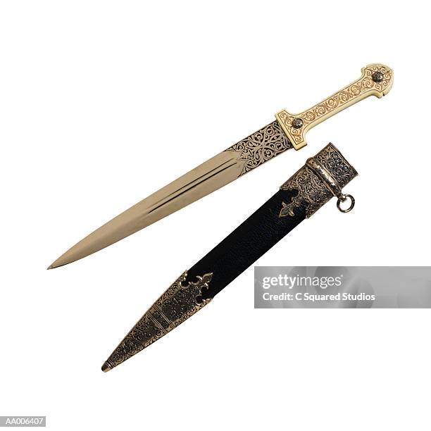 antique dagger and sheath - dagger isolated stock pictures, royalty-free photos & images