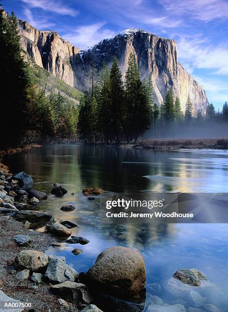 usa, california, yosemite national park, el capitan and merced river - merced river stock pictures, royalty-free photos & images