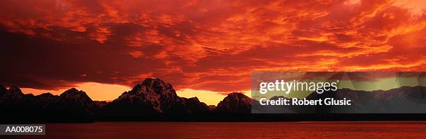 sunset at grand tetons national park - grand teton national park sunset stock pictures, royalty-free photos & images