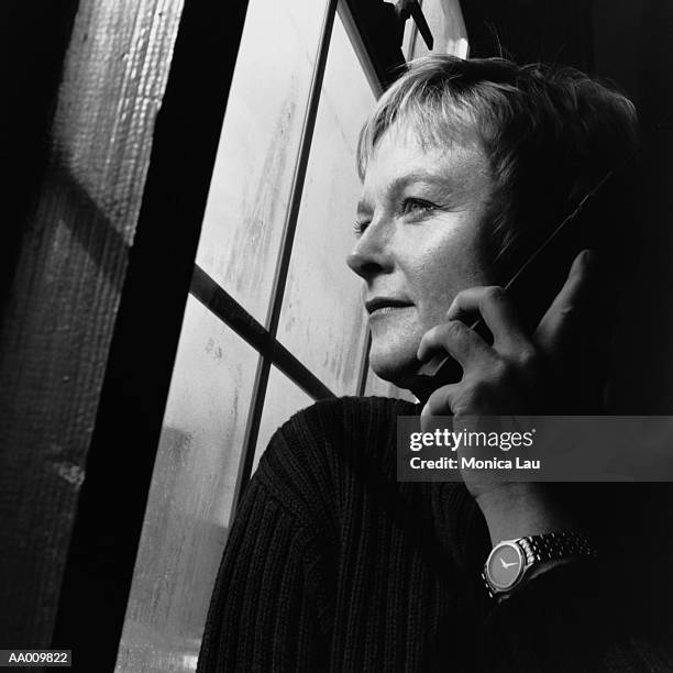 portrait of a businesswoman on a telephone - monica askew stock pictures, royalty-free photos & images