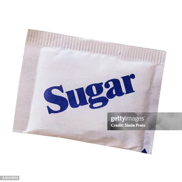 sugar packet - bustina foto e immagini stock