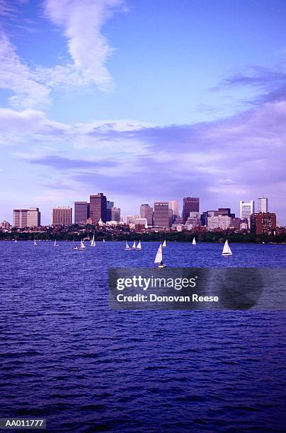 sailboats in massachusetts bay in boston - baia del massachusetts foto e immagini stock