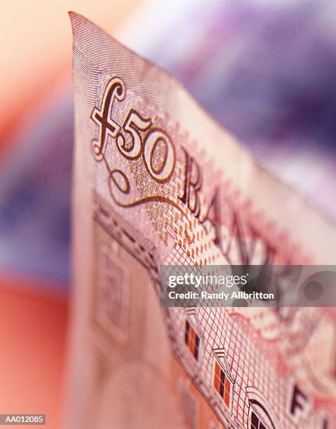 english pounds - fifty pound note stock pictures, royalty-free photos & images