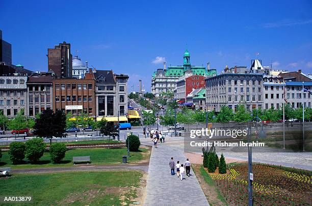 bonsecours market in old montreal - place jacques cartier stock pictures, royalty-free photos & images