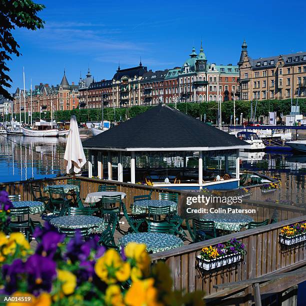 outdoor caf? in stockholm, sweden - stockholm county stock pictures, royalty-free photos & images