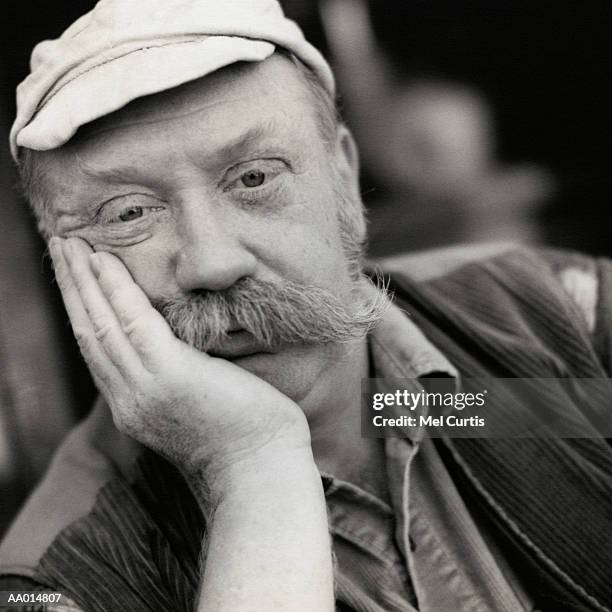 portrait of a man with a mustache - handlebar moustache stock pictures, royalty-free photos & images