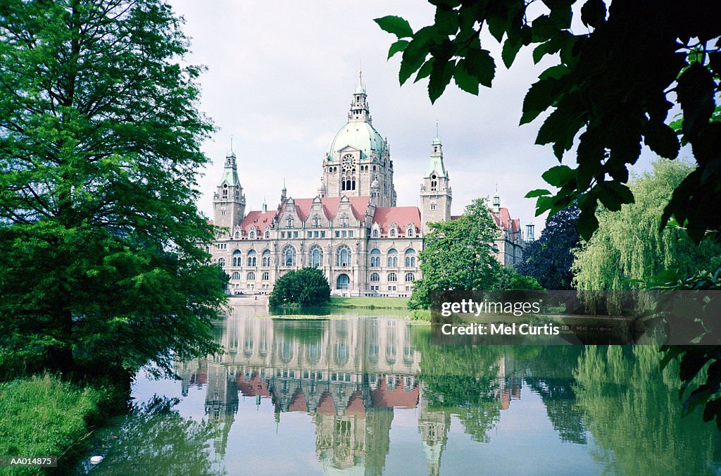 City Hall Reflected in a Pond in Hanover, Germany
