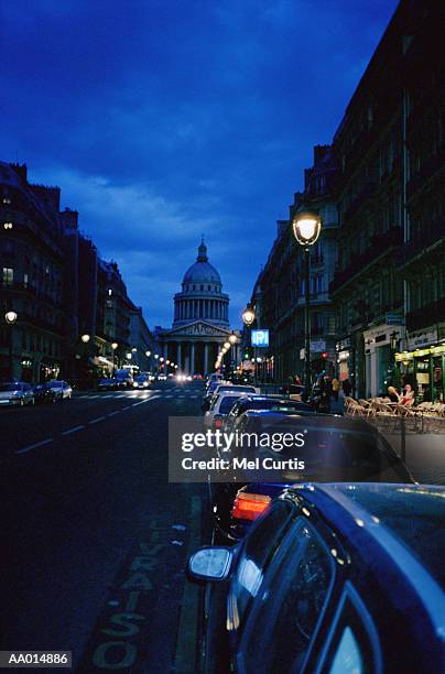 the pantheon in paris at night - latin quarter stock pictures, royalty-free photos & images