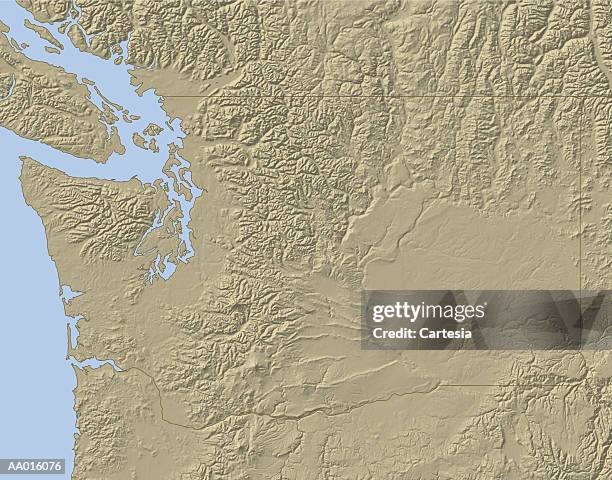 relief map of washington - puget sound stock illustrations