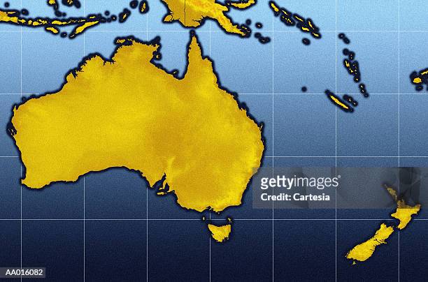 map of australia and new zealand - new zealand yellow stock-grafiken, -clipart, -cartoons und -symbole