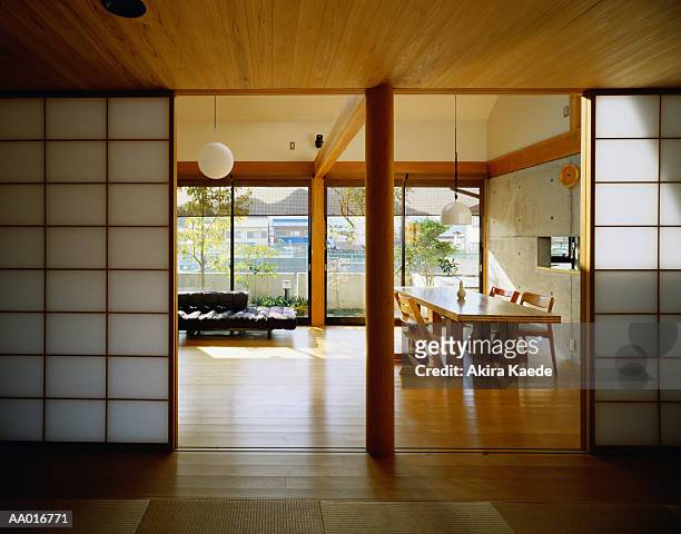 dining room with a shoji screen - feng shui house stock pictures, royalty-free photos & images