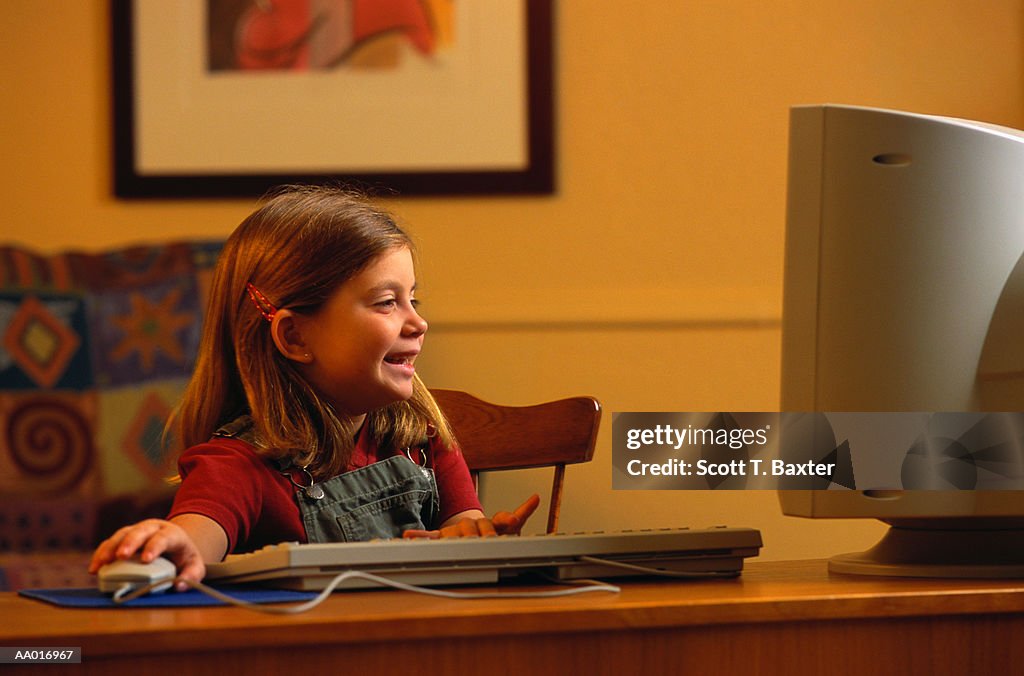 Girl Using a Computer