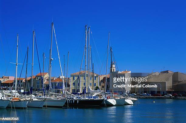 sailboats in a marina in martigues - martigues stock pictures, royalty-free photos & images
