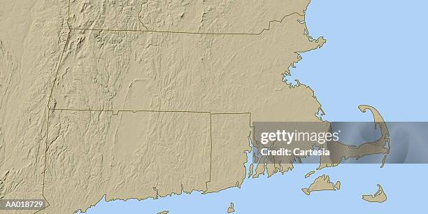 illustrazioni stock, clip art, cartoni animati e icone di tendenza di relief map of massachusetts - baia del massachusetts