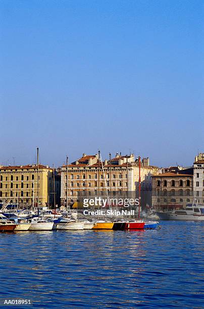 sailboats in marseille harbor - marseille port stock pictures, royalty-free photos & images