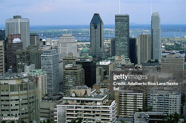 canada, quebec, montreal city skyline, arial view - key speakers at the international economic forum of the americas conference of montreal stockfoto's en -beelden