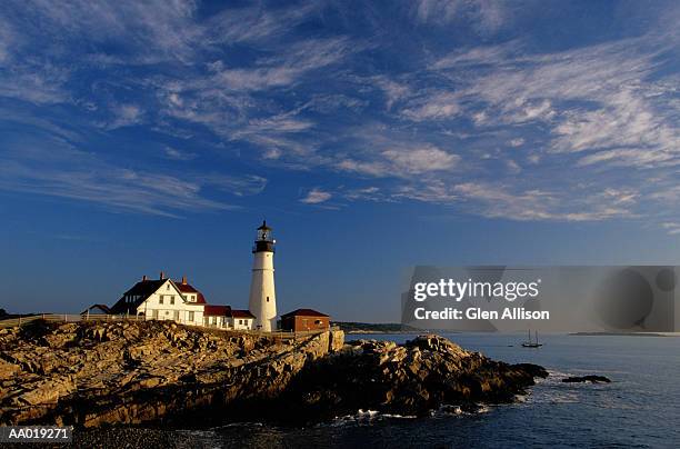 lighthouse in maine - cape elizabeth stock pictures, royalty-free photos & images