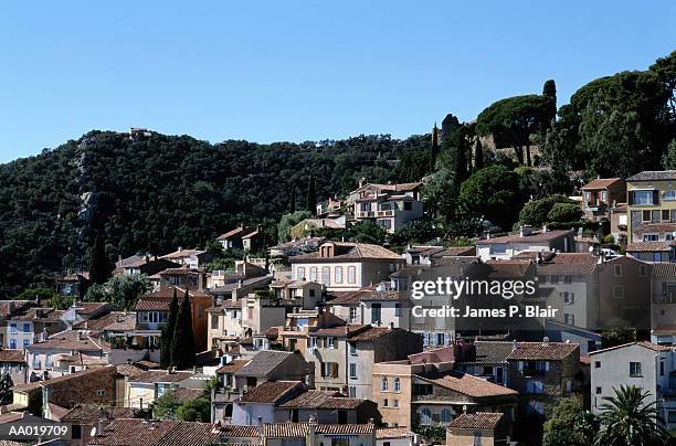 houses on a hill in ramatuelle, france - ramatuelle stock pictures, royalty-free photos & images
