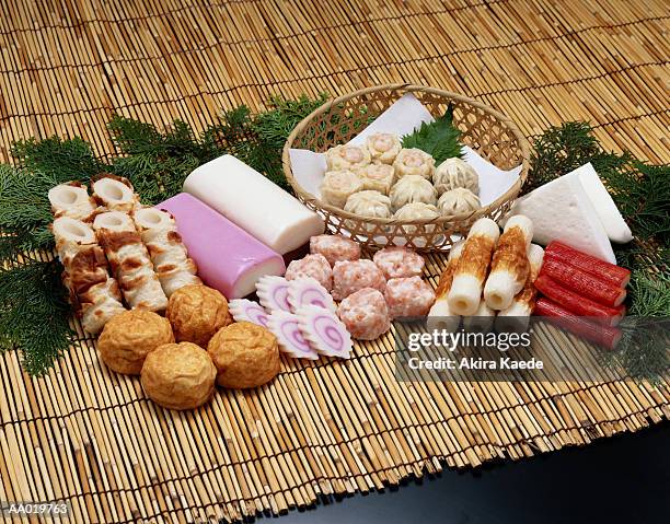 japanese fish cakes - chikuwa stock pictures, royalty-free photos & images