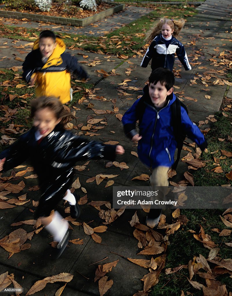 Children Running to School