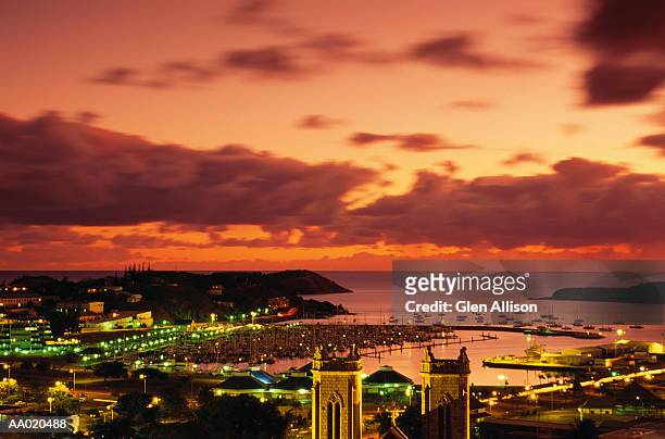 harbour at sunset, noumea, new caledonia - noumea stock-fotos und bilder