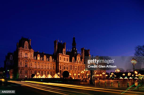 hotel de ville at night - ville stock pictures, royalty-free photos & images