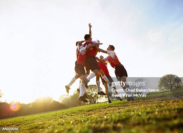 soccer team celebrating - five a side bildbanksfoton och bilder