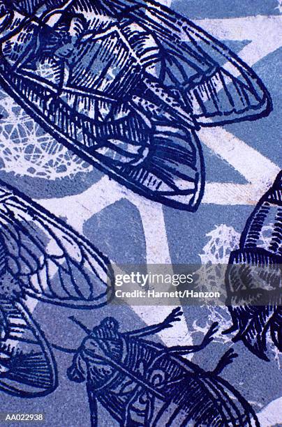 monoprint of insects - computer bug stock illustrations