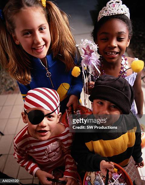children on halloween - princess pirates stock pictures, royalty-free photos & images