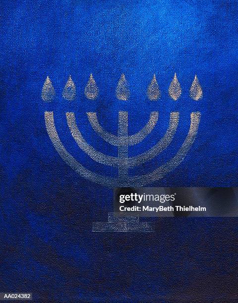 menorah shape on blue canvas - menorah stock illustrations