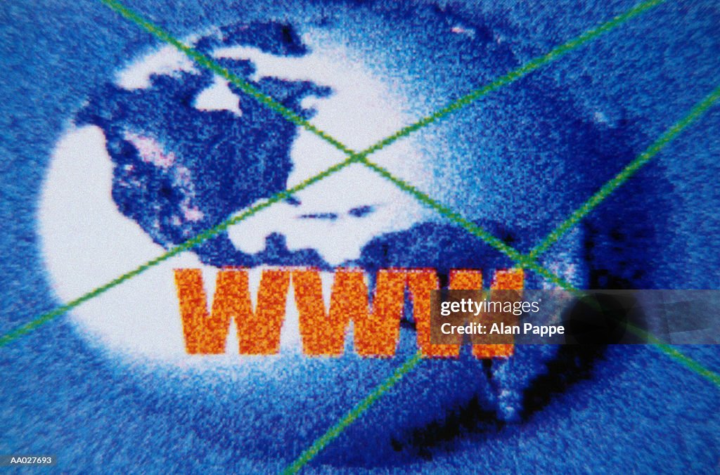 World wide web symbol on world map (digital)