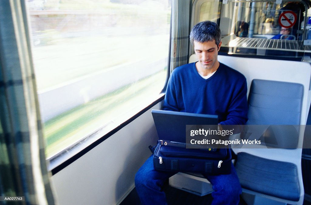 Businessman in a Monorail