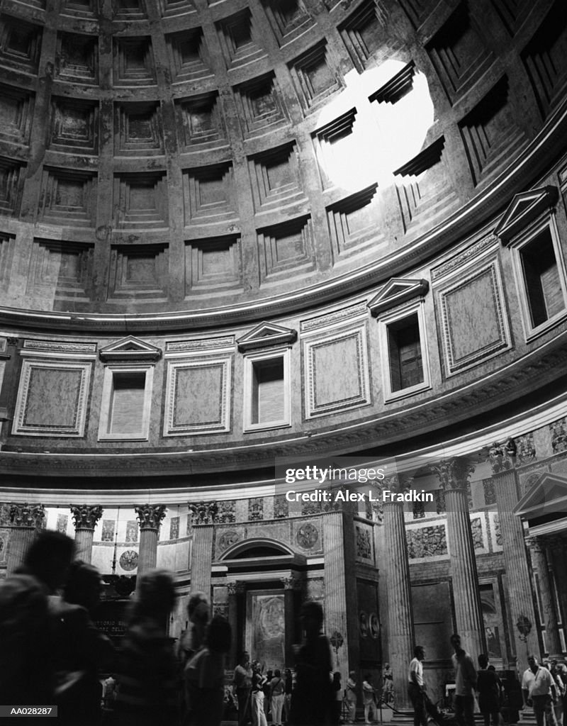 Italy, Latium, Rome, Parthenon, interior, low angle view (B&W)