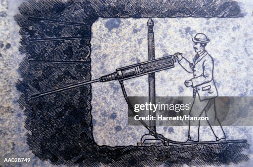 1920's Style Man Using a Rock Drill. 1920's Style Man Using a Rock Drill.