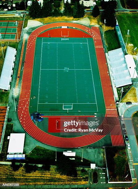 football stadium, aerial view - supreme fiction stock pictures, royalty-free photos & images