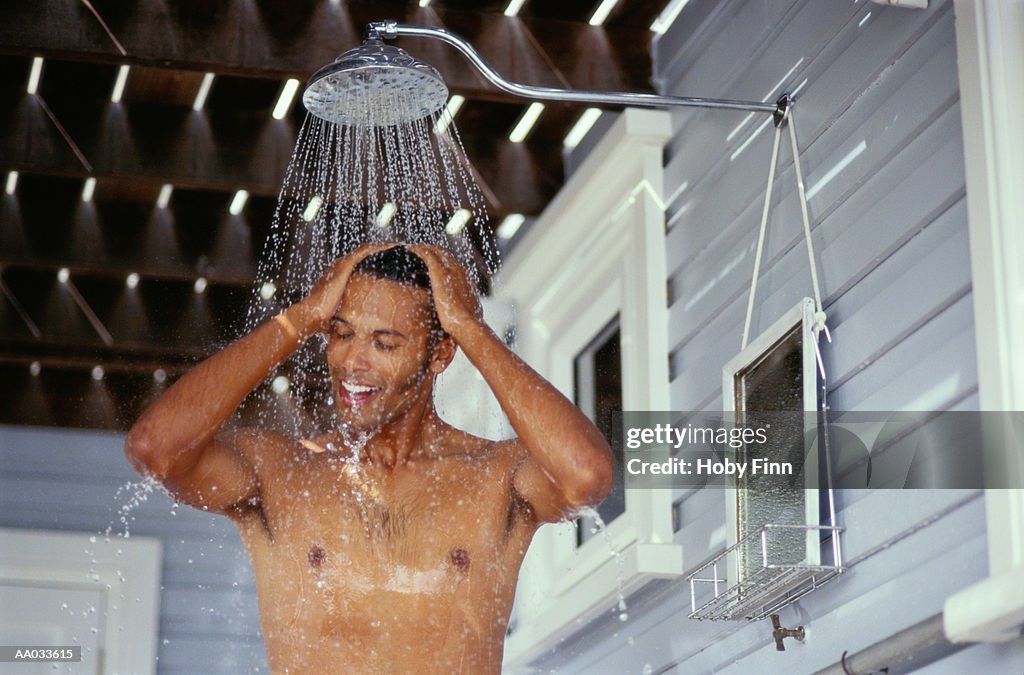 Man Taking a Shower